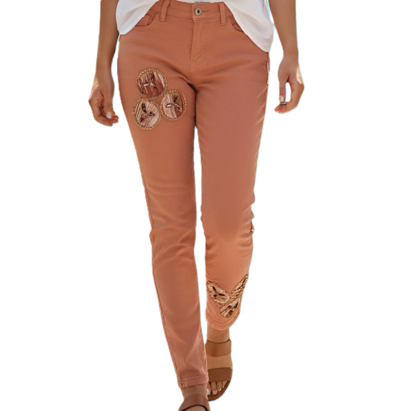 Tea-Pink Velvet patch Pant