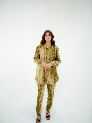 Olive Golden Velvet Co-Ord Set by Aveline by GS